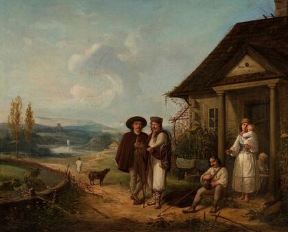 In front of a manor house