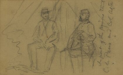 In front of the princes tent, C. de Paris and Col. Astor