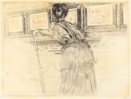 In Front of the Watteaus in the Louvre (circa 1895)
