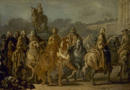 Inauguration de la statue de Louis XV, sur la place du même nom, par le corps de la Ville de Paris, le 20 juin 1763