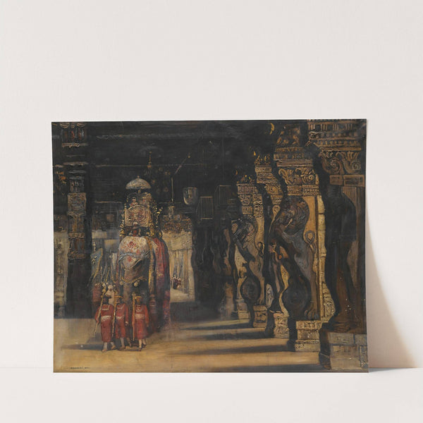 Indian procession with elephant by Gyula Tornai