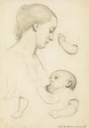 Infant’s Repast – Study of a Mother and Child with separate Arm and Leg Studies of the Child