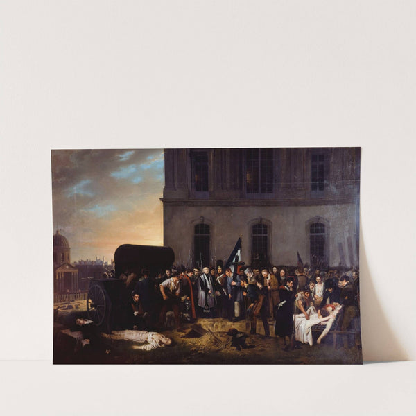 Inhumation provisoire des victimes de Juillet devant la colonnade du Louvre by Jean-Alphonse Roehn