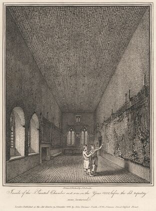 Inside the Painted Chamber as it was in the year 1800 before the old tapestry was removed