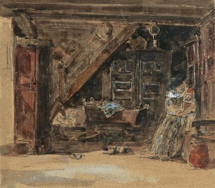 Intérieur breton aquarelle