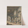 Interieur met boerenfamilie rond tafel by Christina Chalon