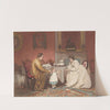 Interieur met ouders en hun kind by Jacob Taanman