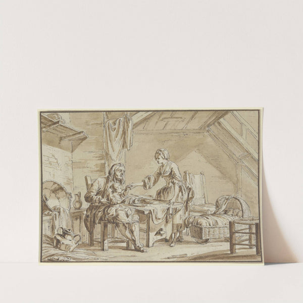 Interieur mit Elternpaar und zwei Kindern by Jean-Michel Moreau