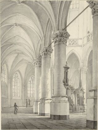 Interieur van de Nieuwe Kerk te Delft