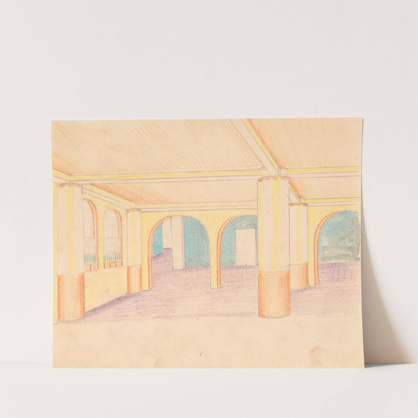 Interior design drawings for unidentified rooms.] [Sketch for interior, possibly hotel lobby by Winold Reiss