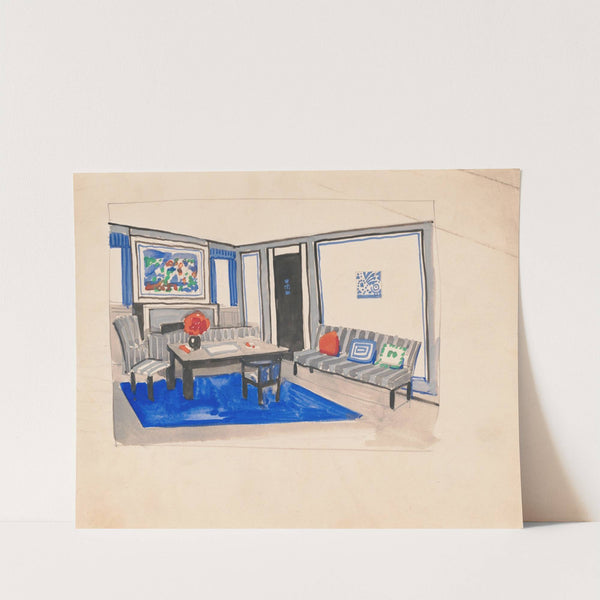 Interior design sketches for Alamac Hotel, 71st and Broadway, New York, NY.] [Study for living room suite by Winold Reiss