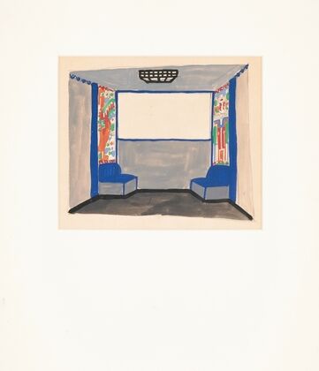 Interior design sketches for Alamac Hotel, 71st and Broadway, New York, NY.] [Study of interior perspective for ‘Africa Roof’