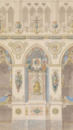 Interior Elevation of Reims Cathedral with a Statue of King Louis I
