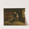 Interior from Vikøy with Farmer making Barrel Hoops (1873) by Adolph Tidemand