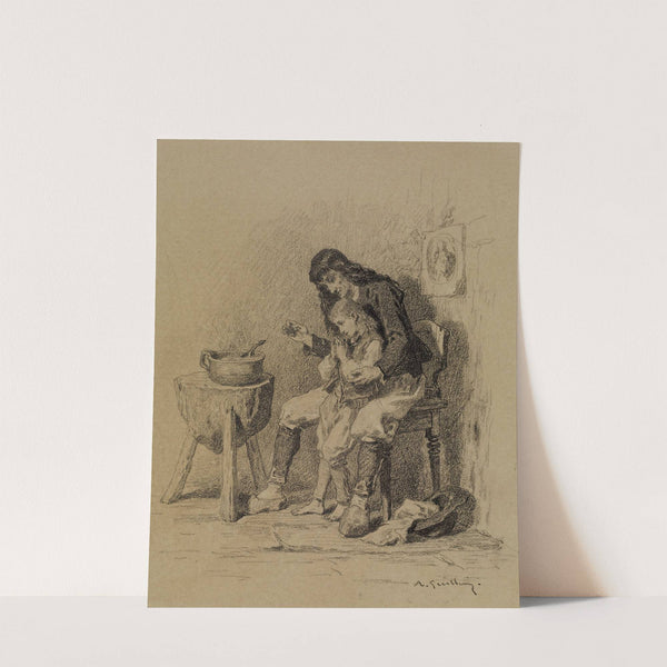 Interior, Man Teaching Boy to Pray by Alexandre-Marie Guillemin