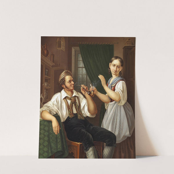 Interiør med ungt par by Christian Ludvig Knutzen