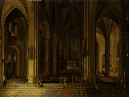 Interior of a Gothic Church by Candlelight