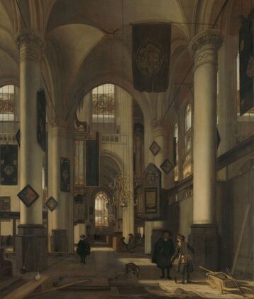Interior of a Protestant Gothic Church with Motifs from the Oude and Nieuwe Kerk in Amsterdam