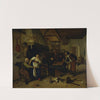 Interior of an inn with an old man amusing himself with the landlady and two men playing backgammon, known as &#039;Two kinds of games&#039; by Jan Steen