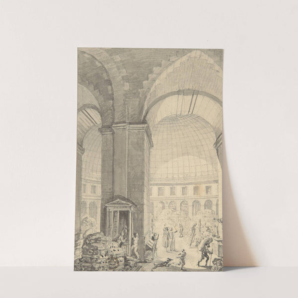 Interior of Halle aux Blés, Paris [The Corn Exchange] by Jean Démosthène Dugourc