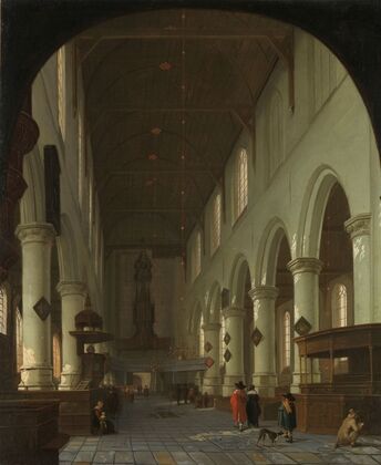 Interior of the Oude Kerk in Delft from the Choir toward the Portal