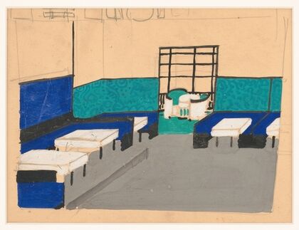 Interior perspective studies for Restaurant Crillon, 15 East 48th Street, New York, NY.] [Study for Batik Room or Main Dining Room