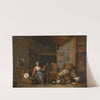 Interior with a mother spinning yarn by a cradle by Abraham Willemsens