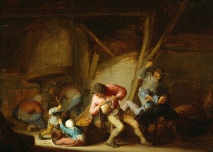 Interior with Drinking Figures and Crying Children 