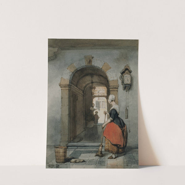 Interior with Servant by Hubertus van Hove