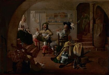 Interior with Soldiers and Women