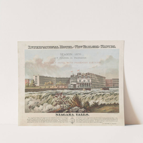 International Hotel with new parlors on the rapids (1876) by Clay, Cosack &amp; Co.