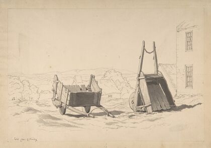 Irish Cars (Study of Two Carts in a Landscape)