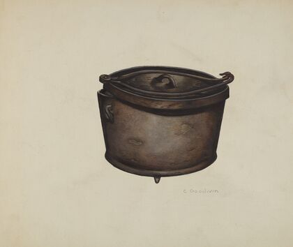 Iron Pot and Pot Hooks