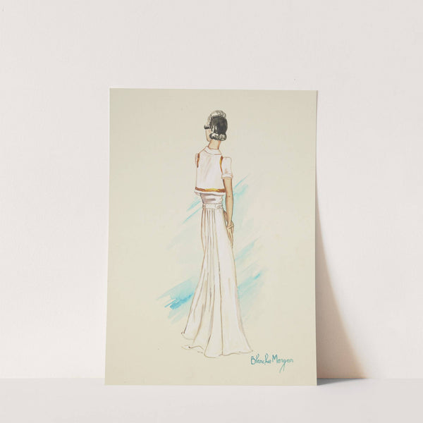 Is Zat So: white gown with white jacket trimmed in gold (1934-1943) by Blanche Morgan