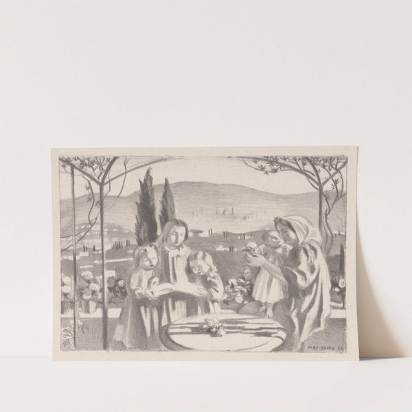 Italiaans landschap met moeder en kind en drie zingende meisjes by Maurice Denis