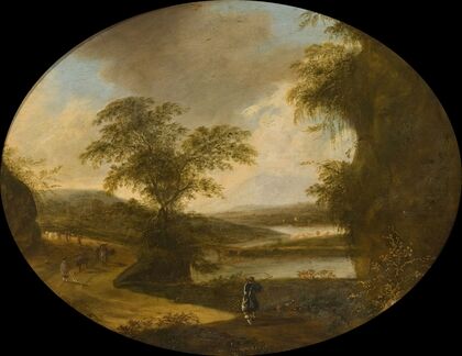 Italian landscape with hunters