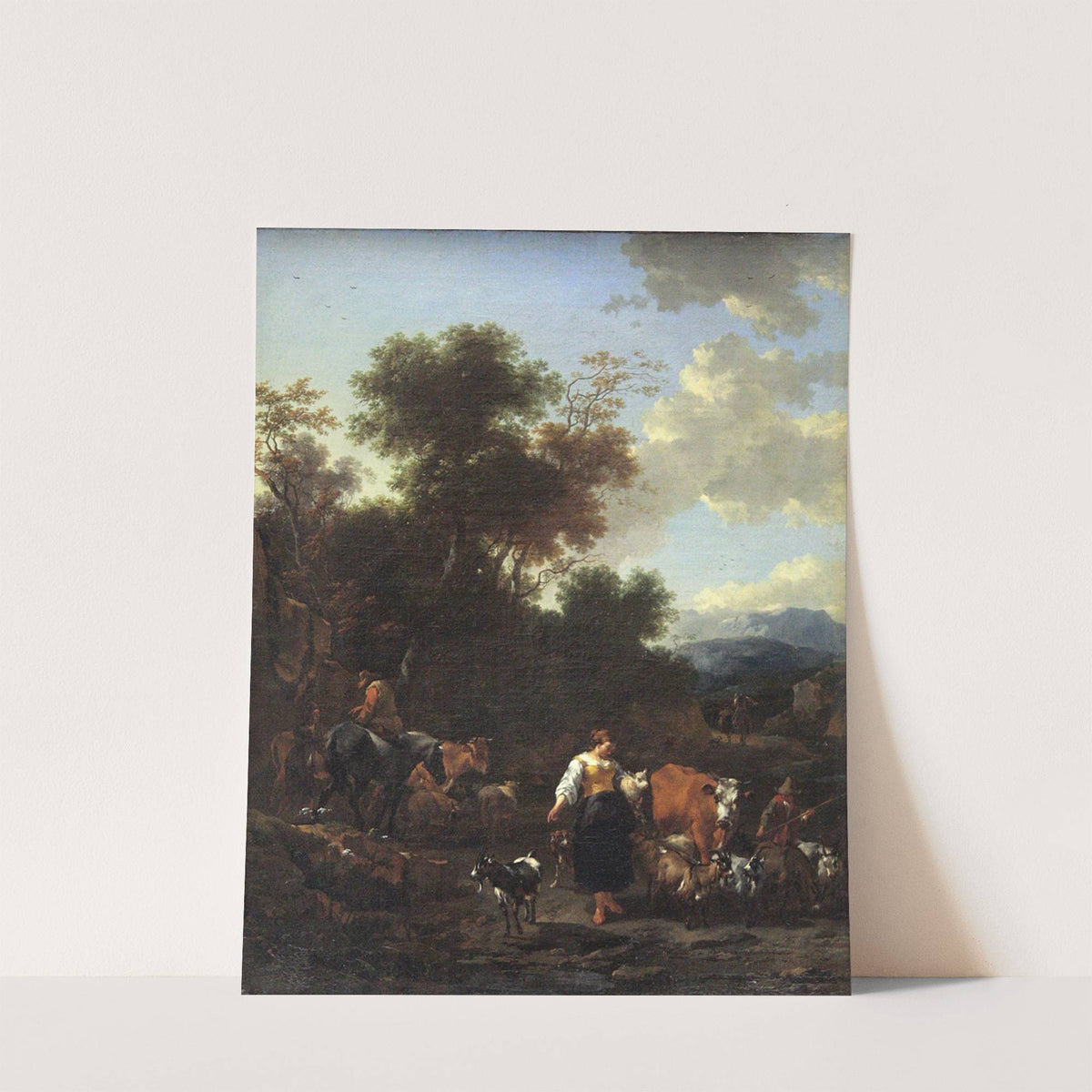Italian Landscape with Shepherds at a River by Nicolaes Pietersz. Berchem