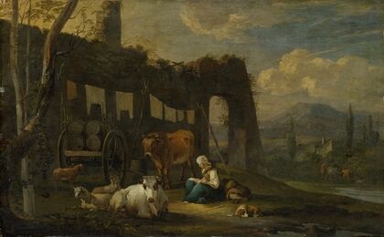 Italian Landscape with Staffage Figures