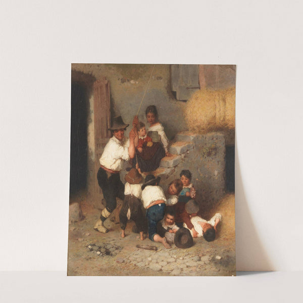 Italienische Bauernfamilie beim Einlagern des Heus by Otto Brandt