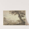 Italienische Landschaft mit Ruinen, rechts bei einem Wasser ein großer Baum by Jacob Cats