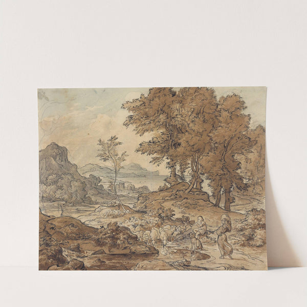 Italienische Landschaft mit Schafherden by Adrian Ludwig Richter
