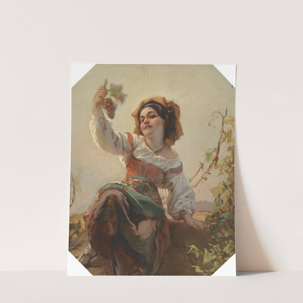 Italienisches Mädchen mit Weintrauben by Franz Dobiaschofsky