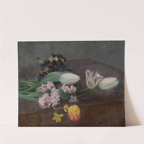 Jacinthes, Tulipes Et Pensées Posées Sur Une Table by Henri Fantin-Latour