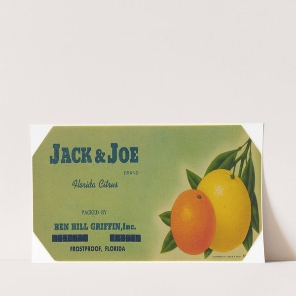 Jack and Joe Brand Florida Citrus Label (1930-1950)