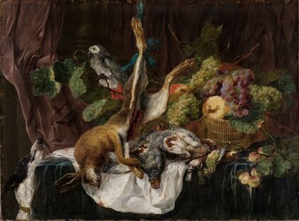 Jagdstillleben mit Papagei