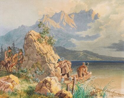 Jäger und Wilderer am Eibsee bei der Zugspitze