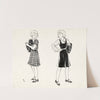 Jannie en Lenie met schooltassen by Miep de Feijter