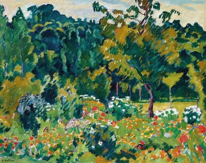 Jardin fleuri à Choisel (circa 1930)