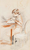 Jean écrivant de profil