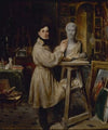 Jean-Pierre Dantan (1800-1869), dans son atelier, modelant le buste de Lépaulle